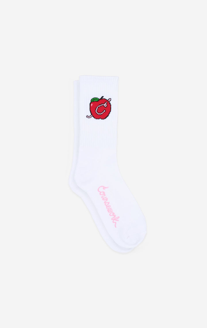 Daily Apple Socks - White - Coursework